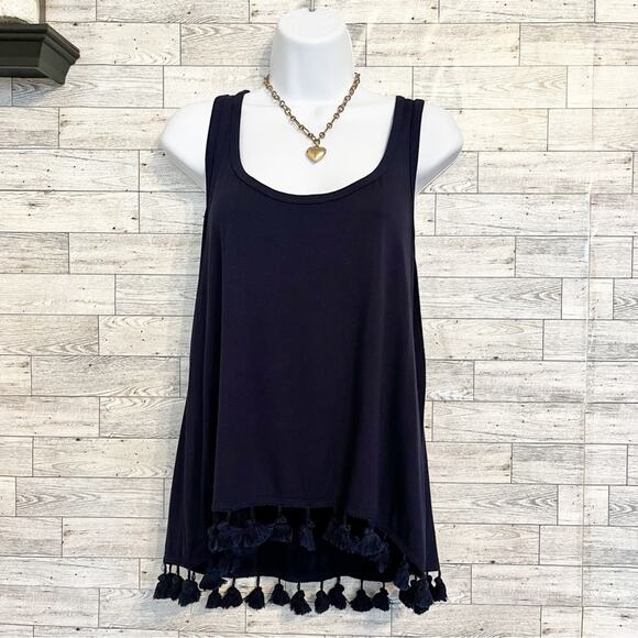 Trina Turk Tajo Tassel Hem Jersey Navy Blue Tank, XL - Picture 4 of 9